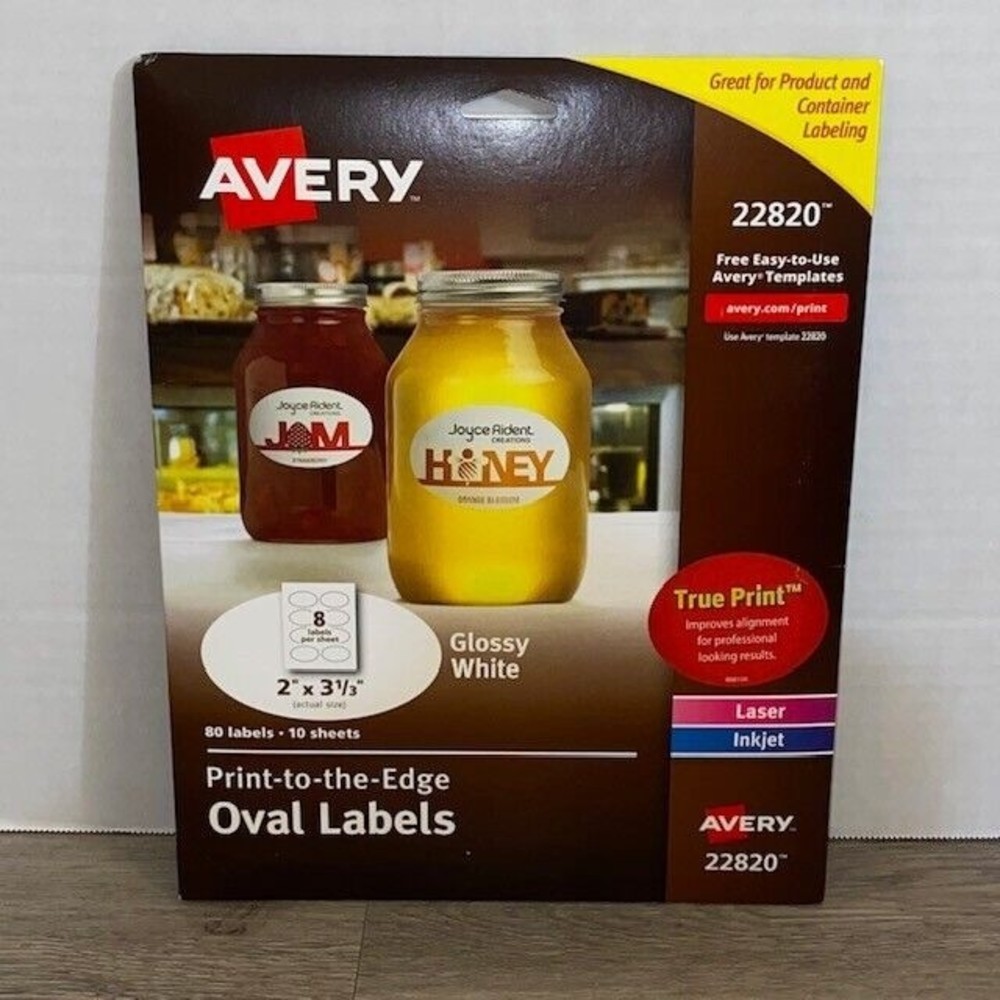 Avery Oval Print-To-The-Edge Labels, 2 X 3 1/3, White, 80/pack